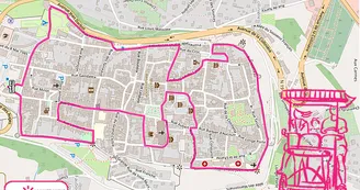 Plan du circuit de visite de Langres en rosalie